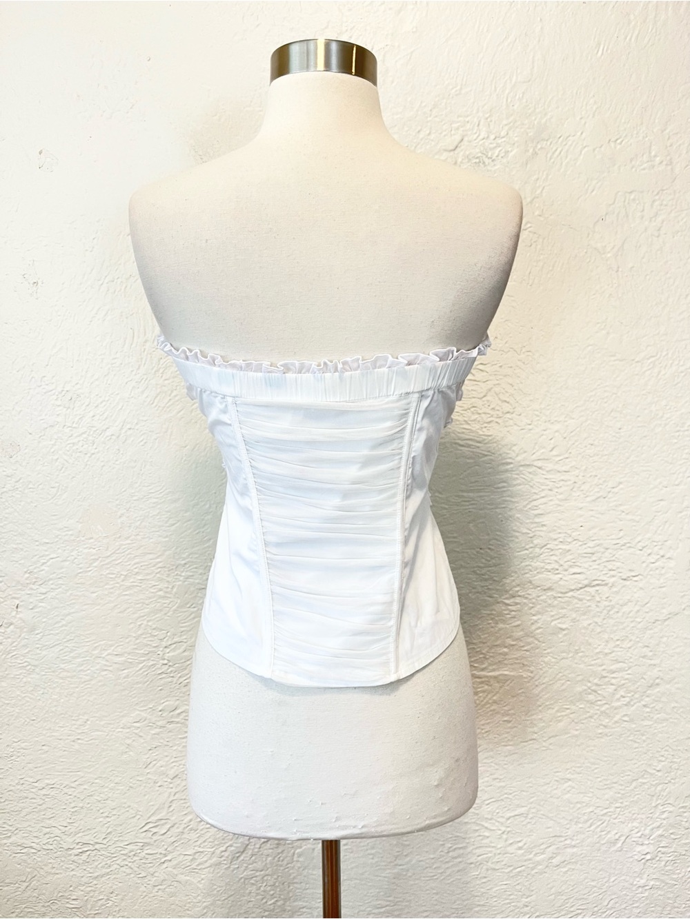Vintage Bebe Corset Bustier Top White Ruffle Ruched Coquette Fairy 90s Y2K Small - Picture 6 of 11